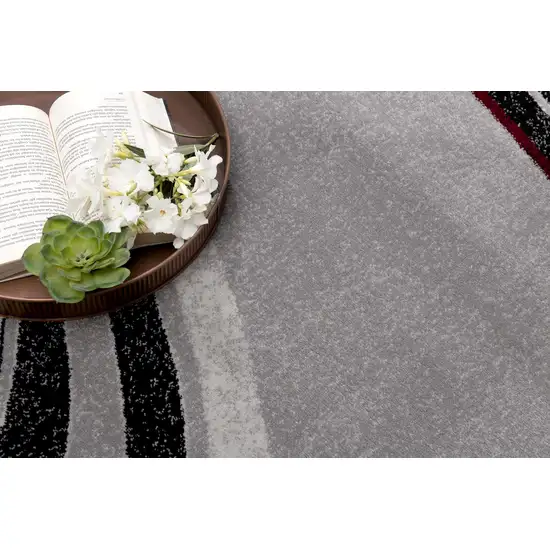 Gray And Black Abstract Runner Rug Photo 6