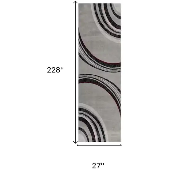 Gray And Black Abstract Runner Rug Photo 3