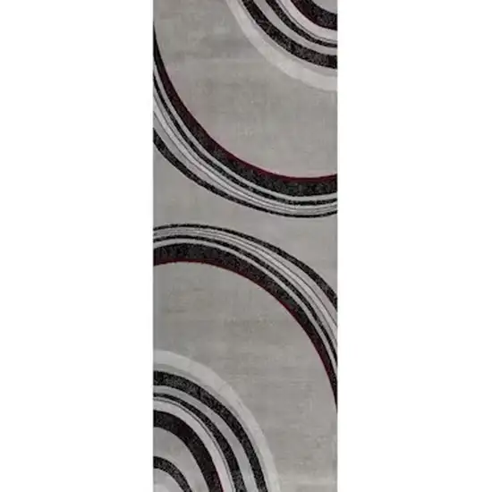 Gray And Black Abstract Runner Rug Photo 4