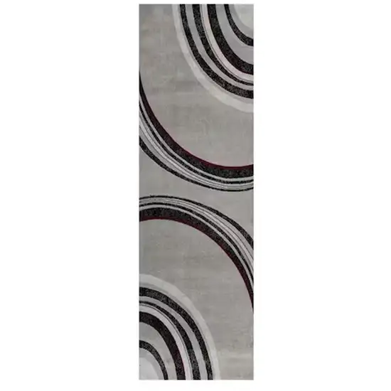 Gray And Black Abstract Runner Rug Photo 5