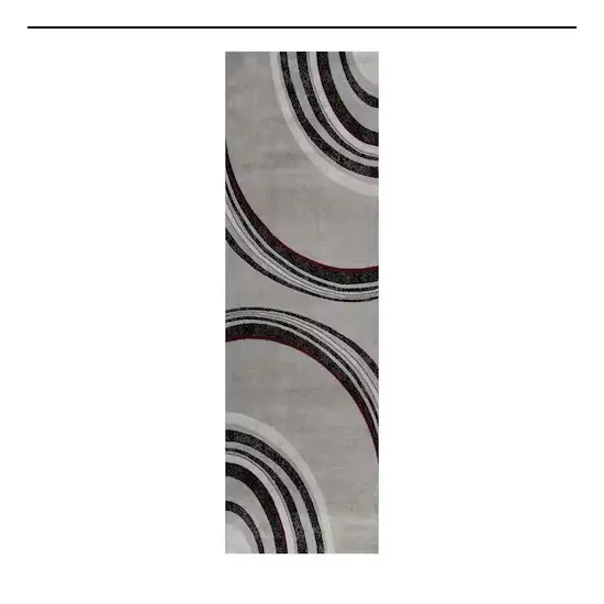 Gray And Black Abstract Runner Rug Photo 2