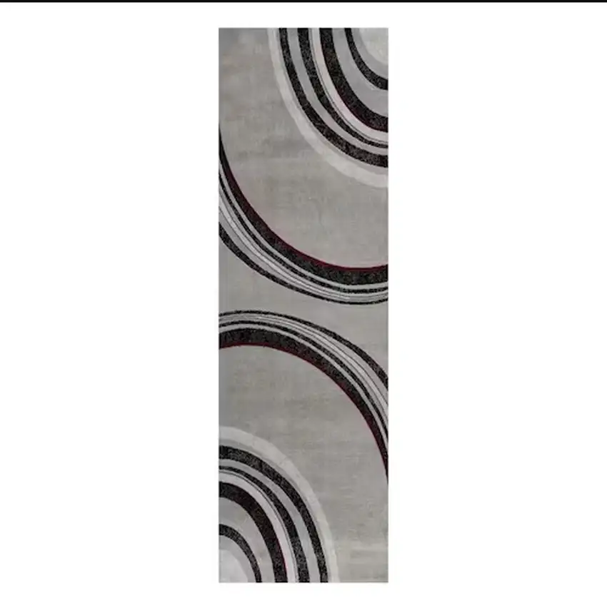 Gray And Black Abstract Runner Rug Photo 2