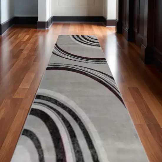 Gray And Black Abstract Runner Rug Photo 1