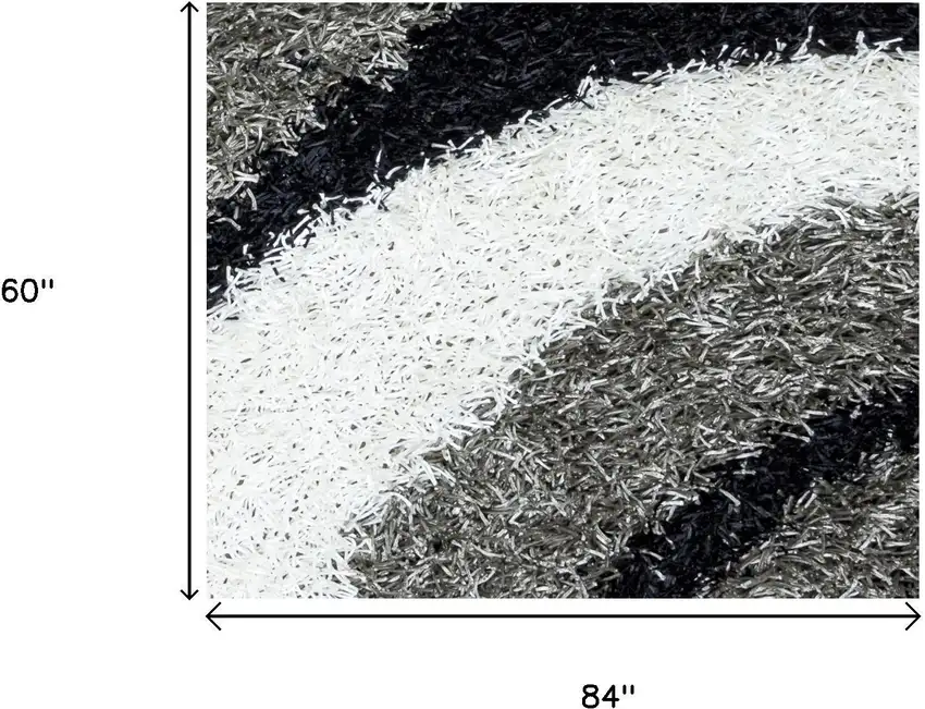 Gray And Black Abstract Shag Hand Tufted Area Rug Photo 6