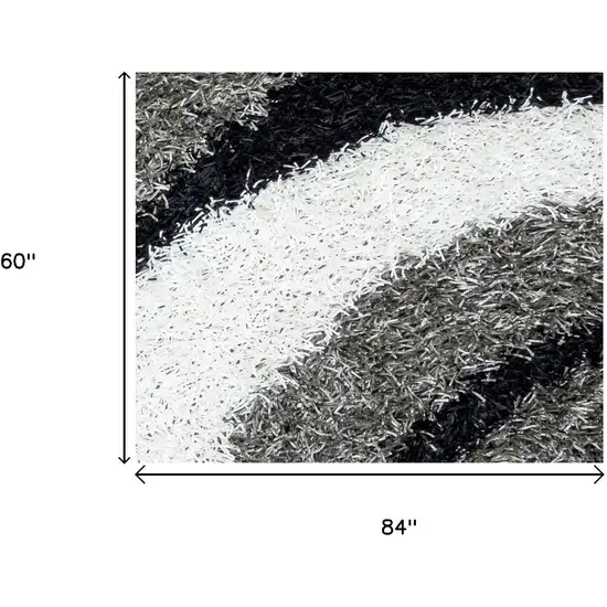 Gray And Black Abstract Shag Hand Tufted Area Rug Photo 6