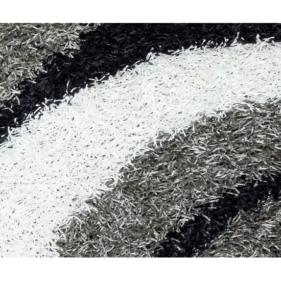 Gray And Black Abstract Shag Hand Tufted Area Rug Photo 1