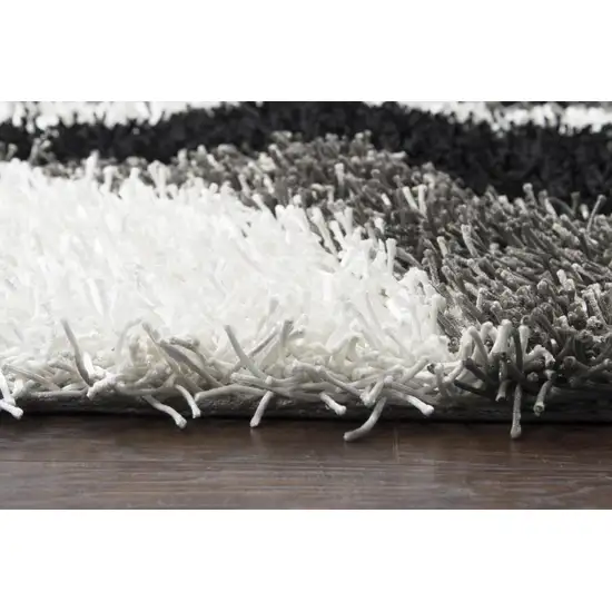 Gray And Black Abstract Shag Hand Tufted Area Rug Photo 5