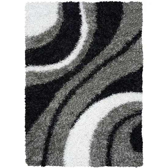Gray And Black Abstract Shag Hand Tufted Area Rug Photo 2