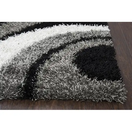 Gray And Black Abstract Shag Hand Tufted Area Rug Photo 3