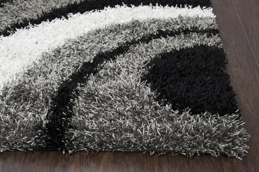Gray And Black Abstract Shag Hand Tufted Area Rug Photo 3