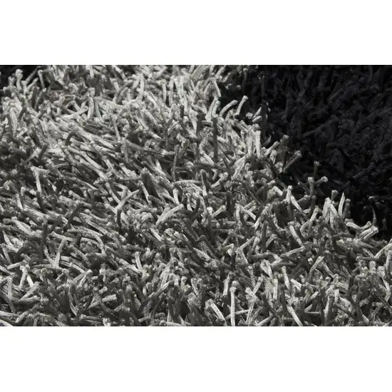 Gray And Black Abstract Shag Hand Tufted Area Rug Photo 4