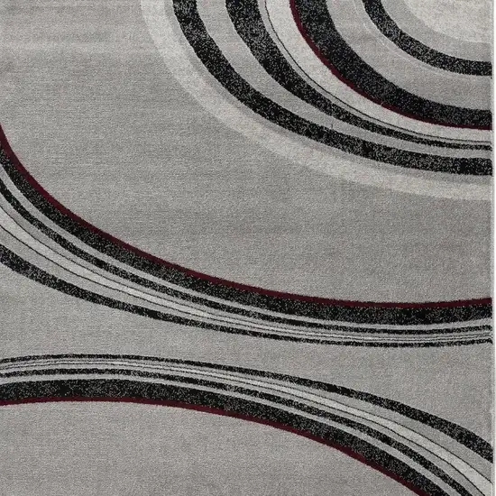 Gray And Black Abstract Square Rug Photo 5