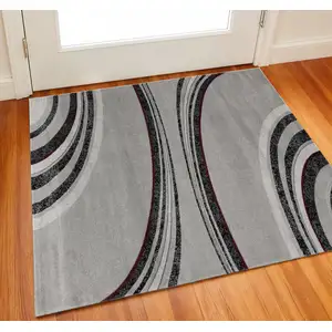 Photo of Gray And Black Abstract Square Rug