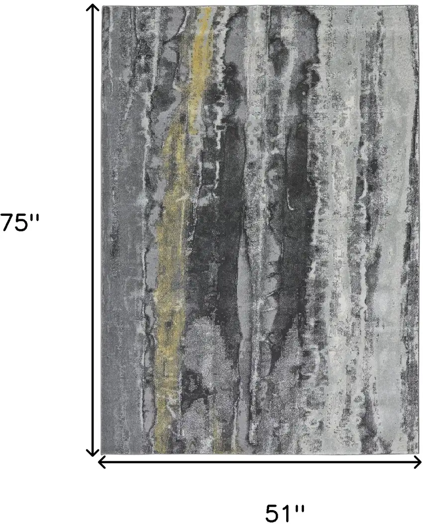 Gray And Black Abstract Stain Resistant Area Rug Photo 6