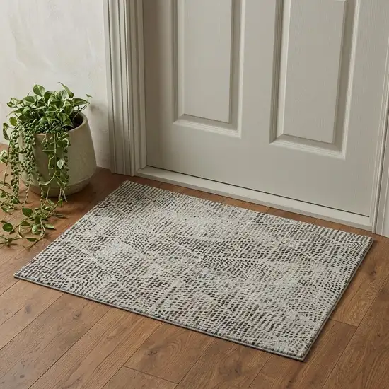 Gray And Black Diamond Washable Area Rug With UV Protection Photo 1