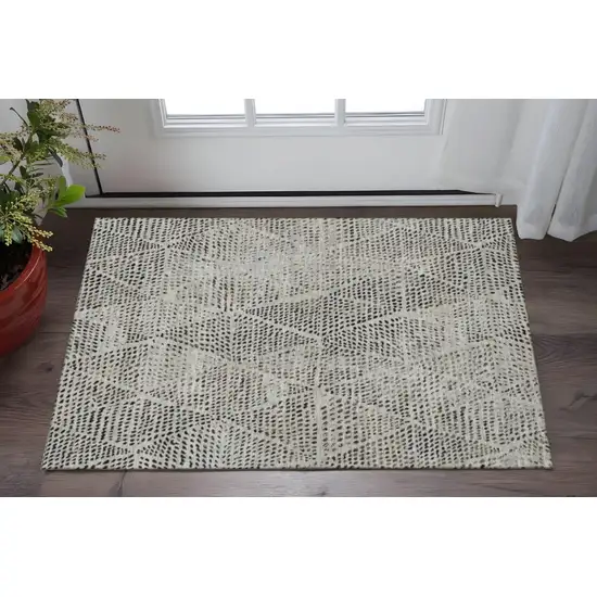 Gray And Black Diamond Washable Area Rug With UV Protection Photo 3
