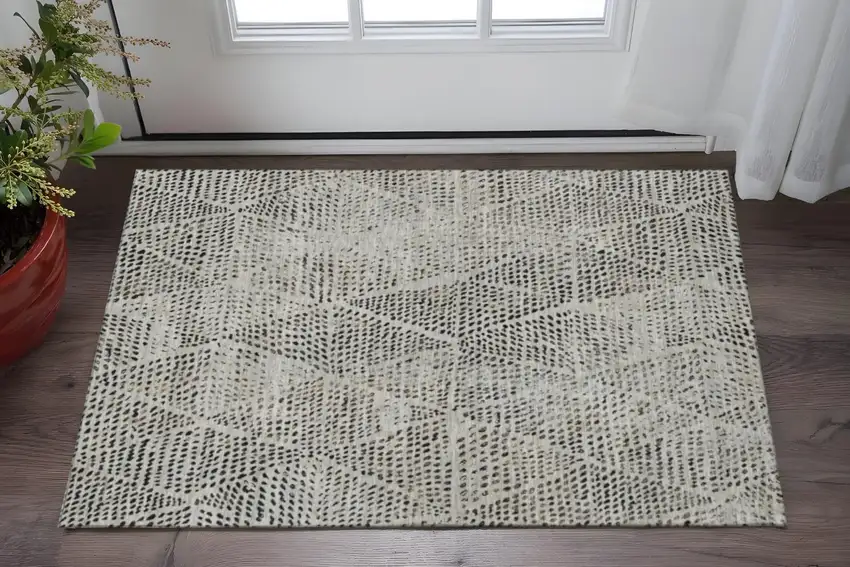 Gray And Black Diamond Washable Area Rug With UV Protection Photo 3