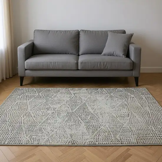 Gray And Black Diamond Washable Area Rug With UV Protection Photo 2