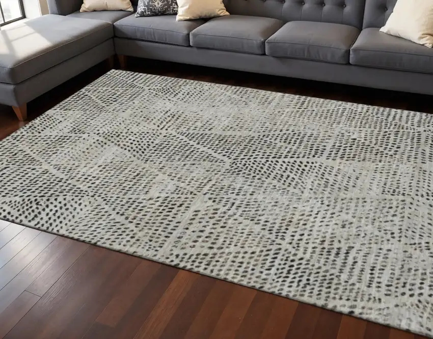 Gray And Black Diamond Washable Area Rug With UV Protection Photo 2