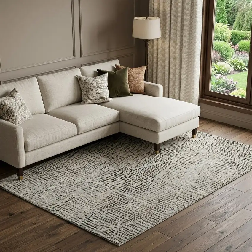 Gray And Black Diamond Washable Area Rug With UV Protection Photo 1