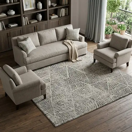 Gray And Black Diamond Washable Area Rug With UV Protection Photo 1