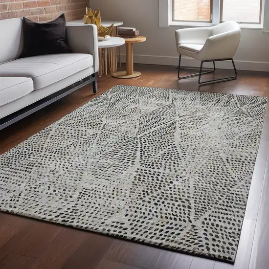 Gray And Black Diamond Washable Area Rug With UV Protection Photo 5