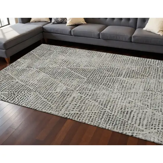 Gray And Black Diamond Washable Area Rug With UV Protection Photo 2