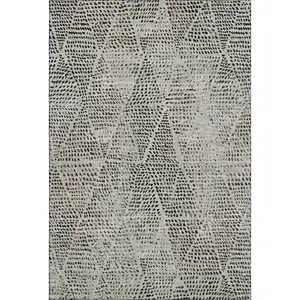 Photo of Gray And Black Diamond Washable Area Rug With UV Protection