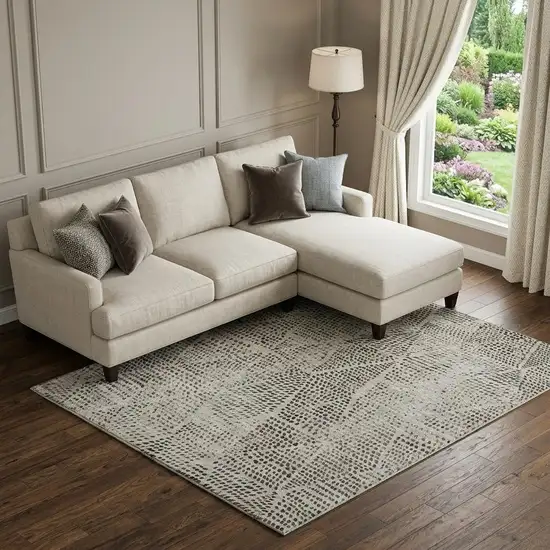 Gray And Black Diamond Washable Area Rug With UV Protection Photo 1