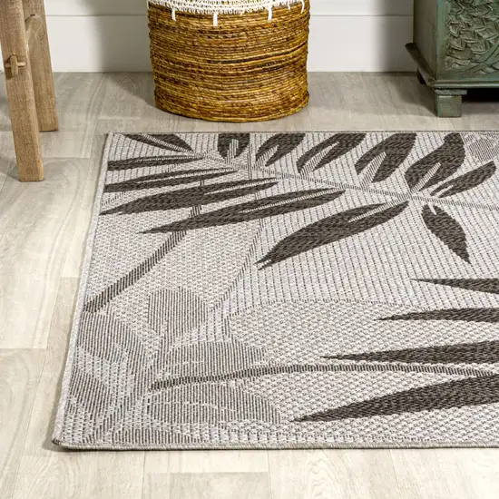Gray And Black Floral Indoor Outdoor Area Rug Photo 5