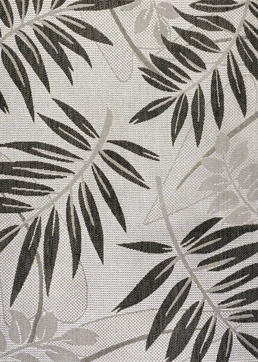 Gray And Black Floral Indoor Outdoor Area Rug Photo 2