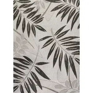 Photo of Gray And Black Floral Indoor Outdoor Area Rug