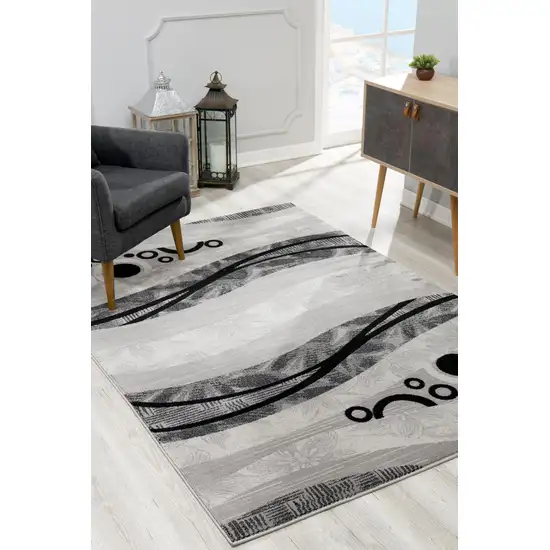 Gray And Black Geometric Area Rug Photo 7