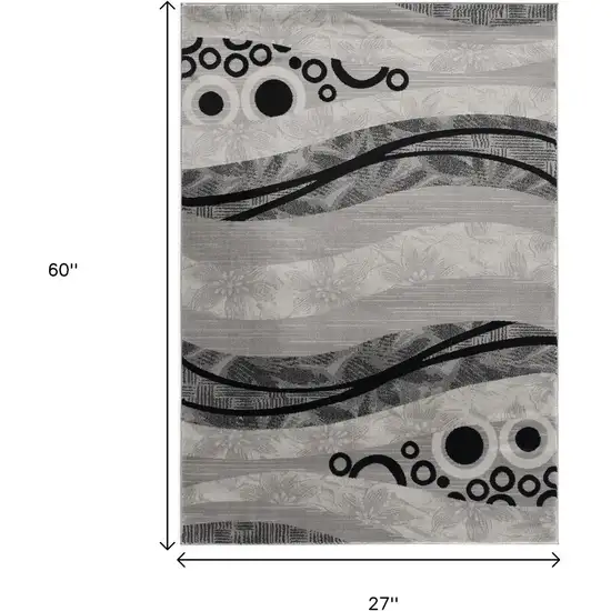 Gray And Black Geometric Area Rug Photo 3