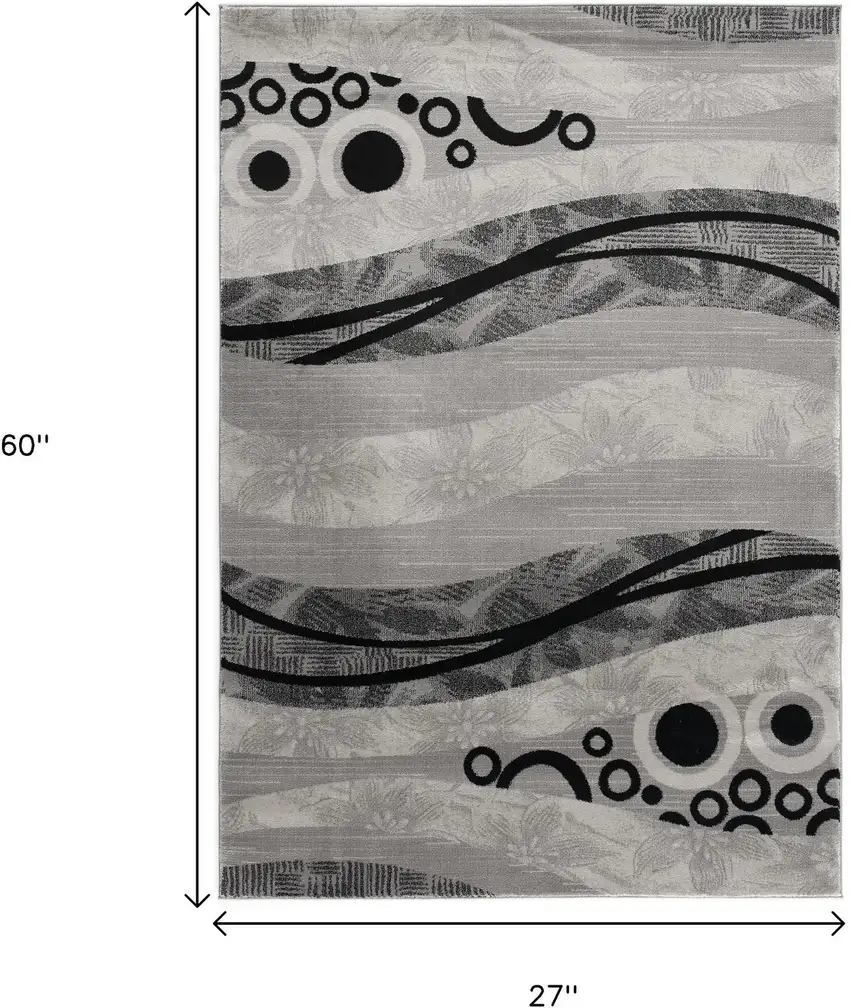 Gray And Black Geometric Area Rug Photo 3