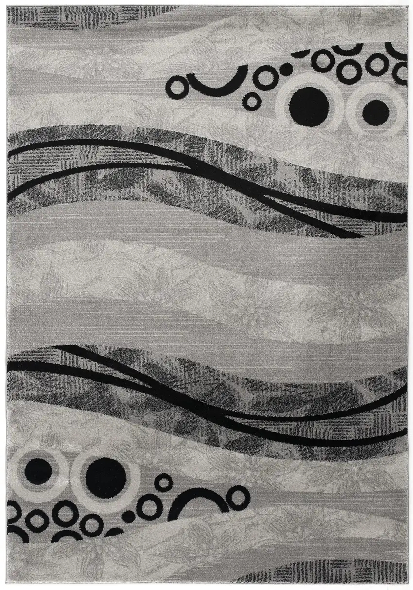 Gray And Black Geometric Area Rug Photo 5