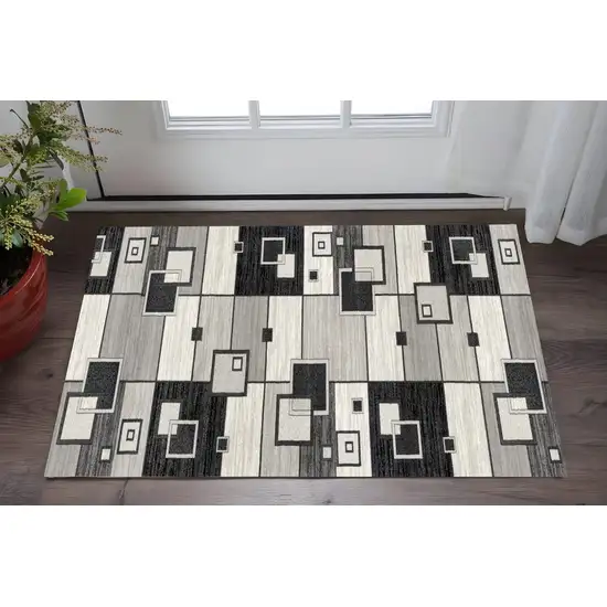 Gray And Black Geometric Area Rug Photo 1