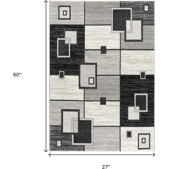 Gray And Black Geometric Area Rug Photo 3