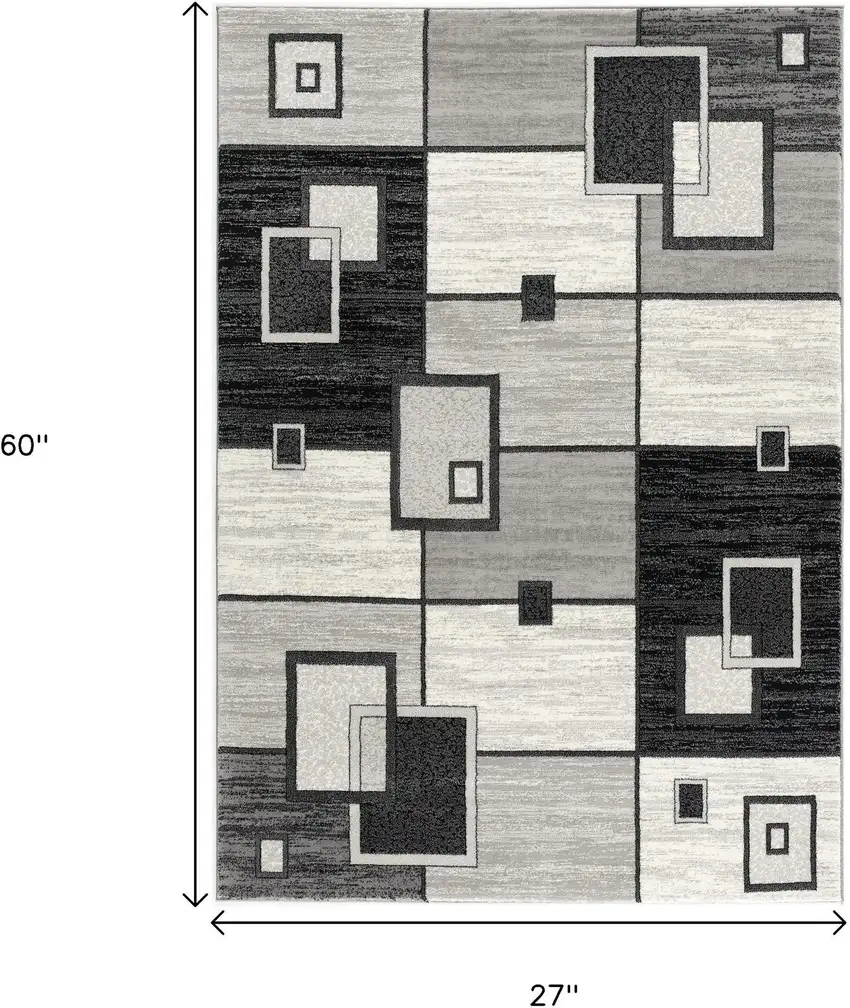 Gray And Black Geometric Area Rug Photo 3