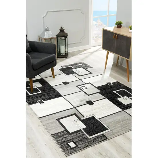 Gray And Black Geometric Area Rug Photo 8