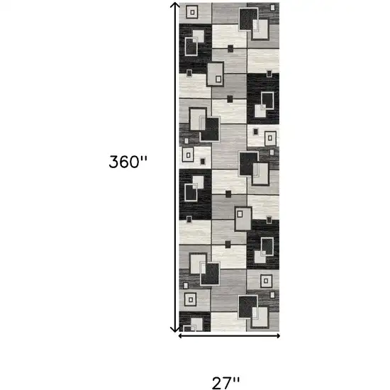 Gray And Black Geometric Area Rug Photo 3