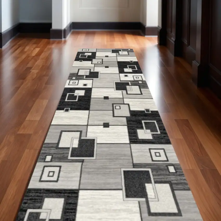 Gray And Black Geometric Area Rug Photo 1