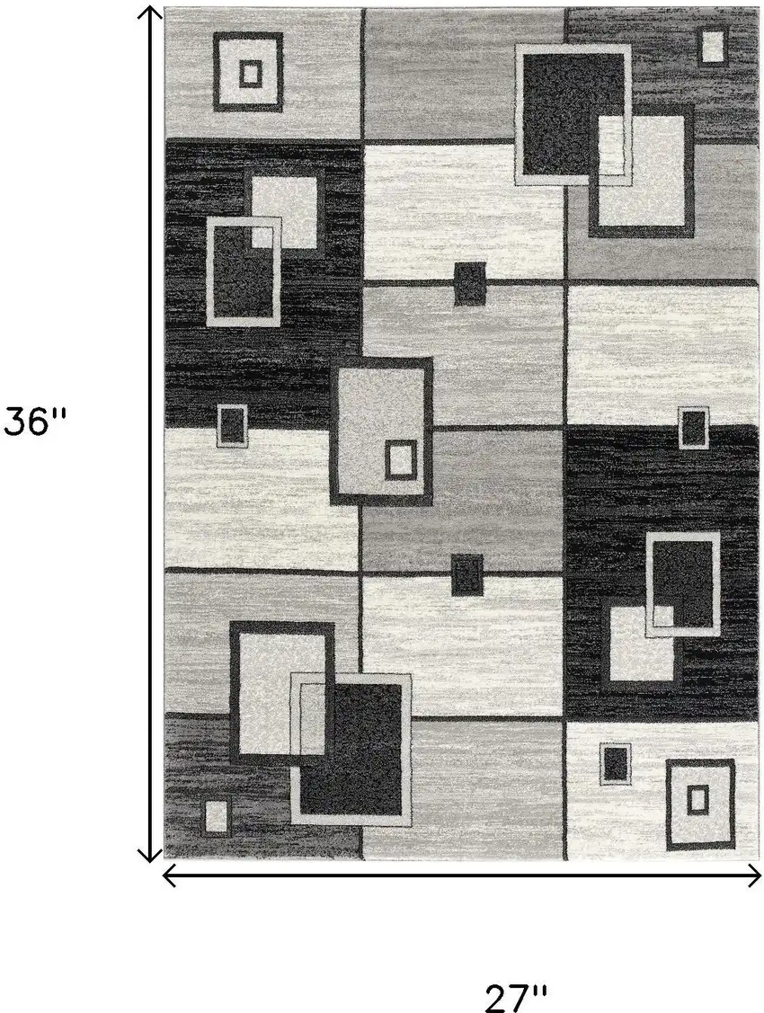 Gray And Black Geometric Area Rug Photo 3