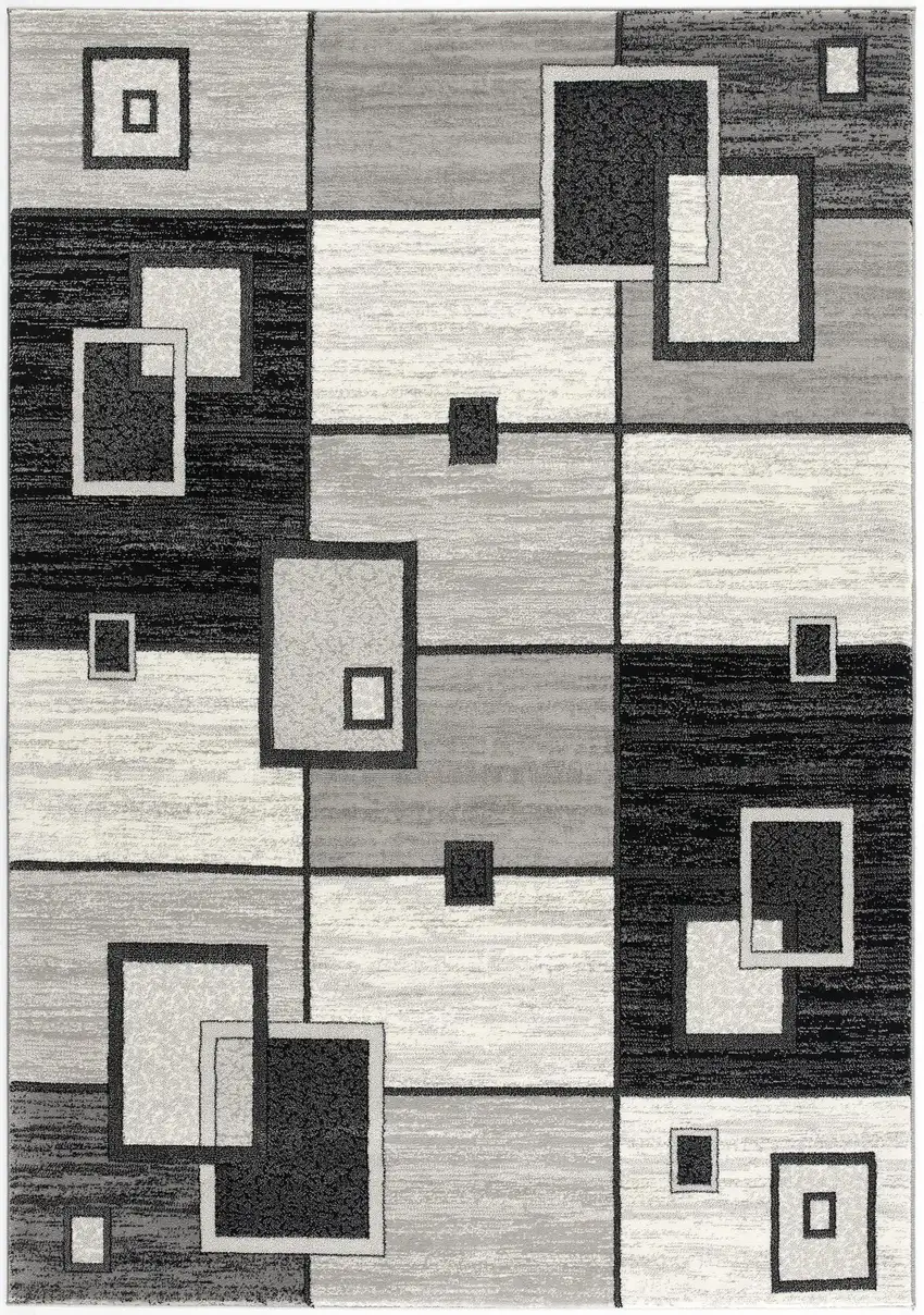 Gray And Black Geometric Area Rug Photo 2