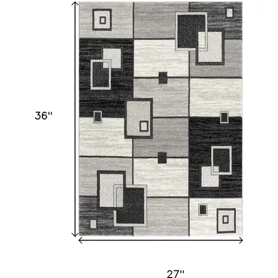 Gray And Black Geometric Area Rug Photo 6