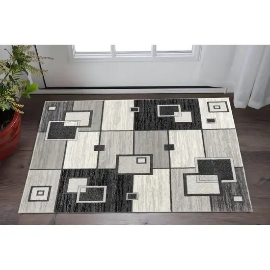 Gray And Black Geometric Area Rug Photo 1