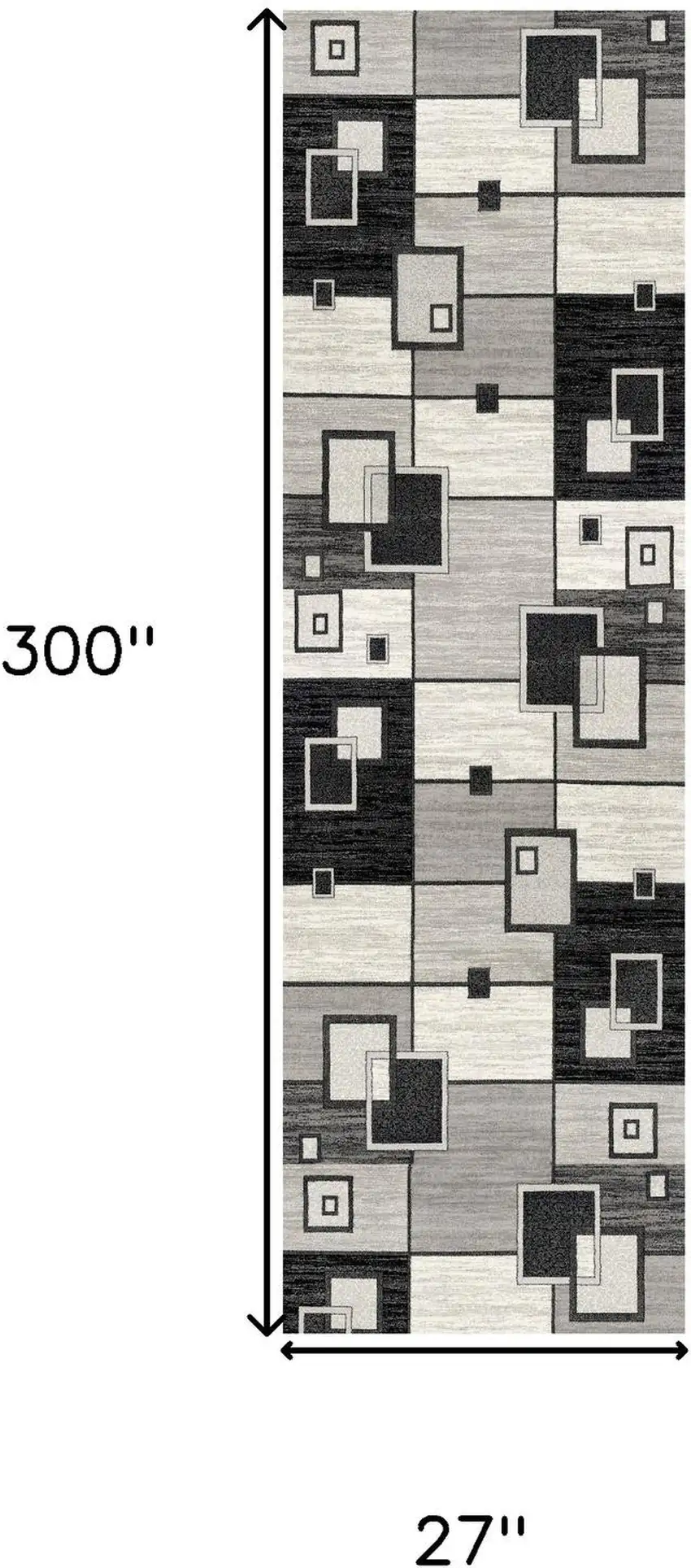 Gray And Black Geometric Runner Rug Photo 3