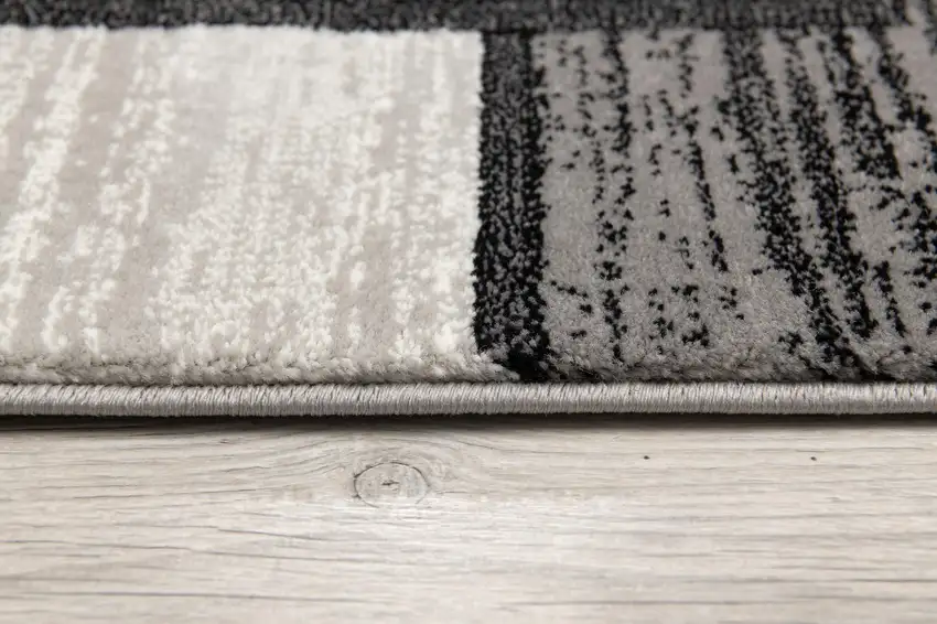 Gray And Black Geometric Runner Rug Photo 8