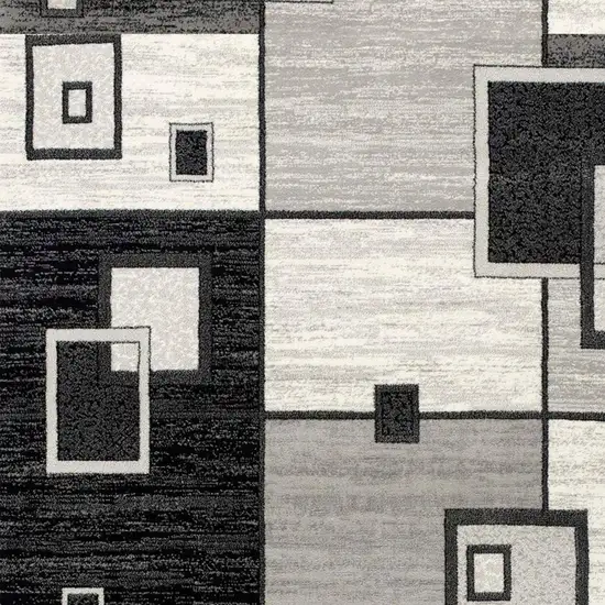 Gray And Black Geometric Runner Rug Photo 3