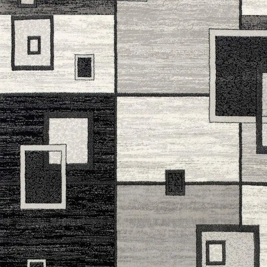 Gray And Black Geometric Runner Rug Photo 3